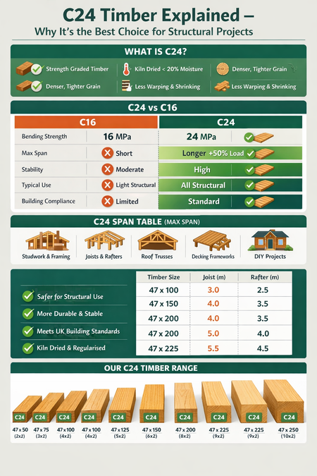 C24 vs C16 Timber: UK Strength Guide (Plus CLS Explained)