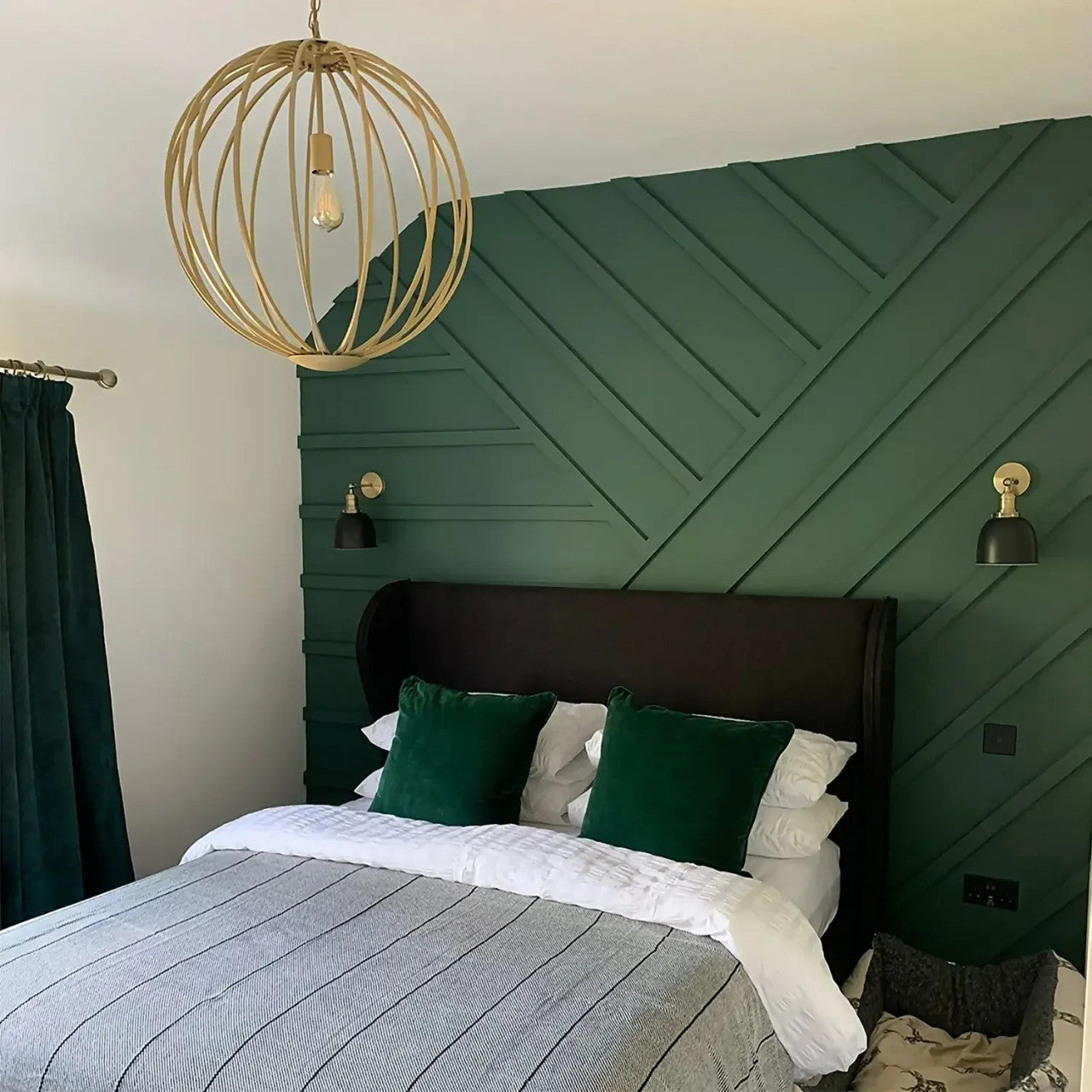 Slimline MDF wall panelling strips 30mm fitted on a modern interior feature wall