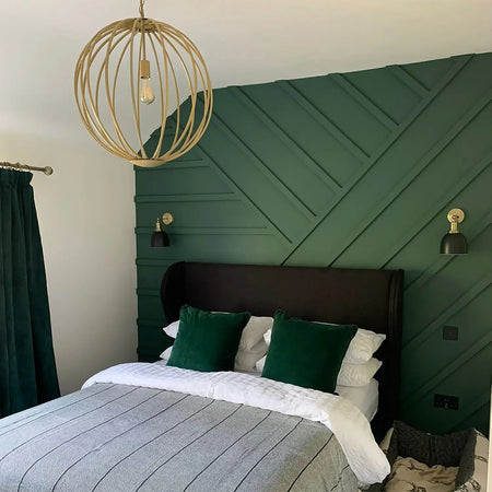 Slimline MDF wall panelling strips 30mm fitted on a modern interior feature wall