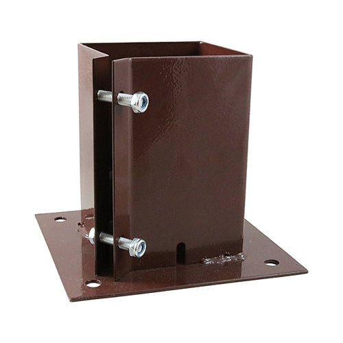Oxide red bolt down post shoe 150mm x 150mm for timber post fixing