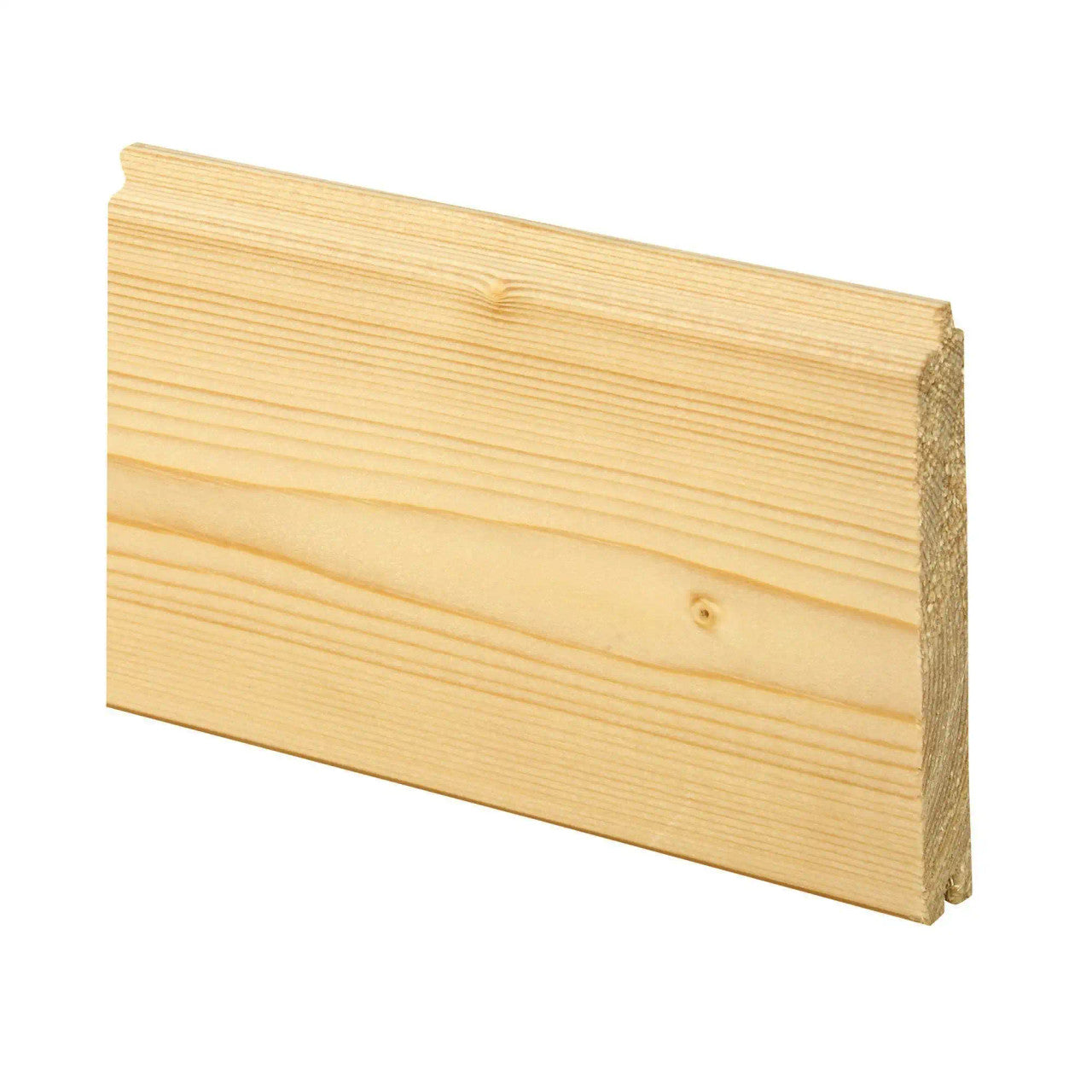 Close-up of 19mm x 100mm Redwood PTGV Tongue & Groove interior cladding V-joint profile