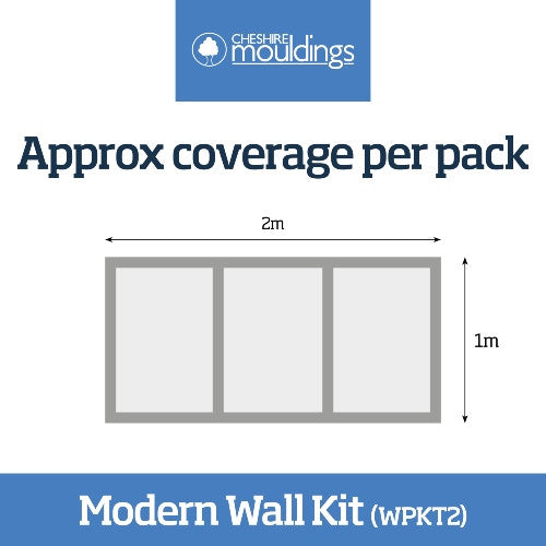 WPKT2 MDF wall panel kit installed on wall showing coverage and finished Shaker panel layout