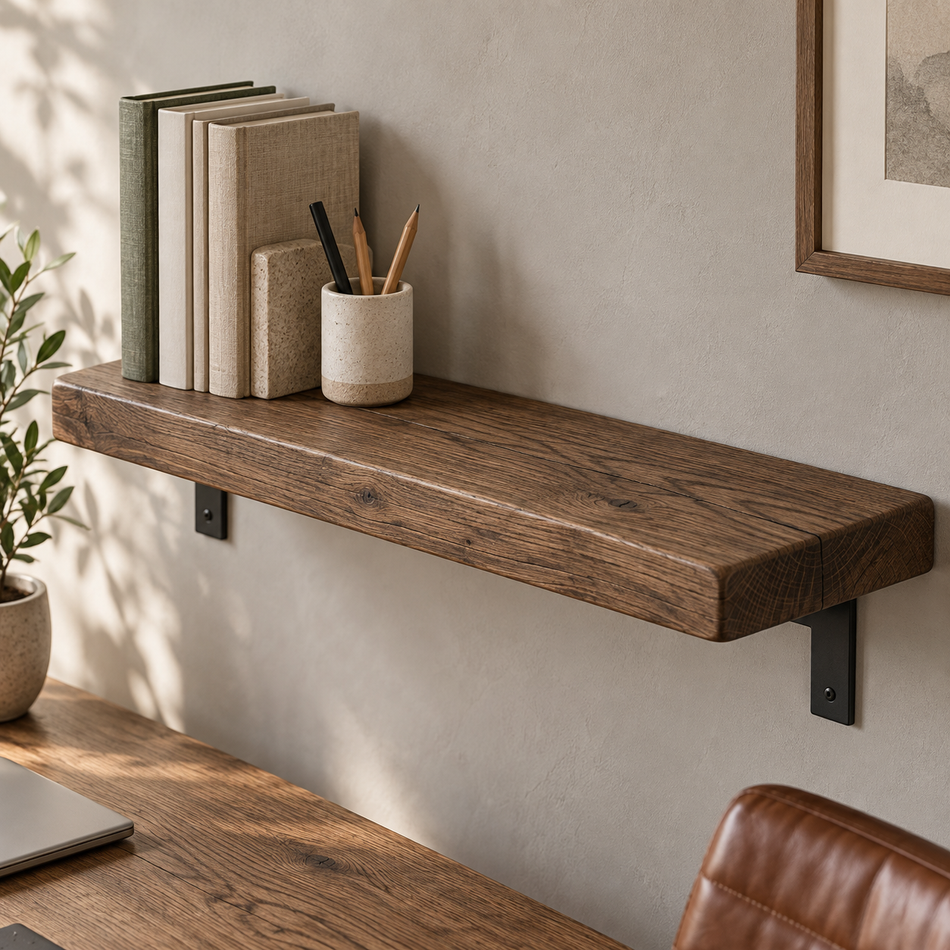 Solid oak floating shelf in Dark Oak finish