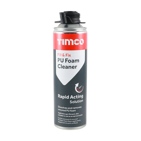 Timco PU Foam Cleaner 500ml aerosol can for cleaning uncured expanding foam from guns and tools