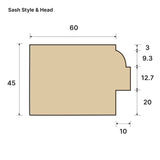Sash Window Head & Stile Section 1.2 /1200mm/4ft