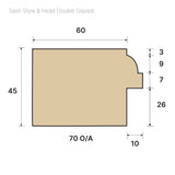 Sash Window Head & Stile Section 1.2 /1200mm/4ft