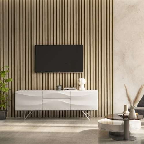 Light oak acoustic slat wall panel WPKT9 showing vertical slat detail and wood veneer finish