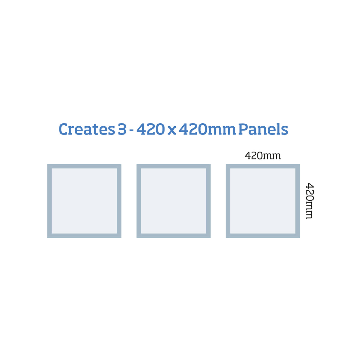 Primed wall panelling kit MWPKT1 showing 12 pre-mitred mouldings for three 420mm x 420mm panels