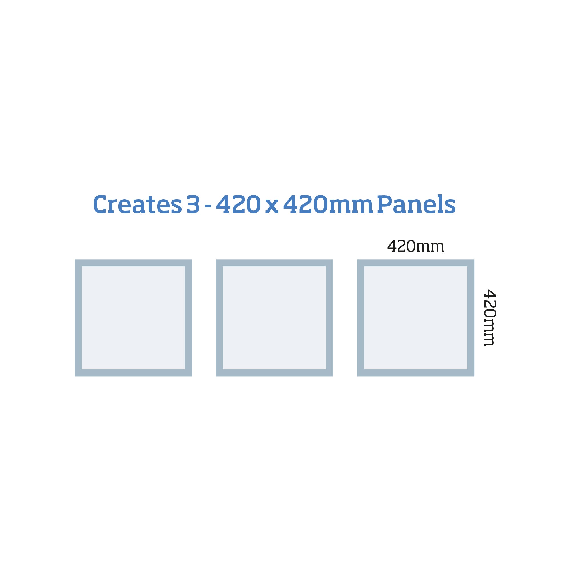 Primed wall panelling kit MWPKT1 showing 12 pre-mitred mouldings for three 420mm x 420mm panels