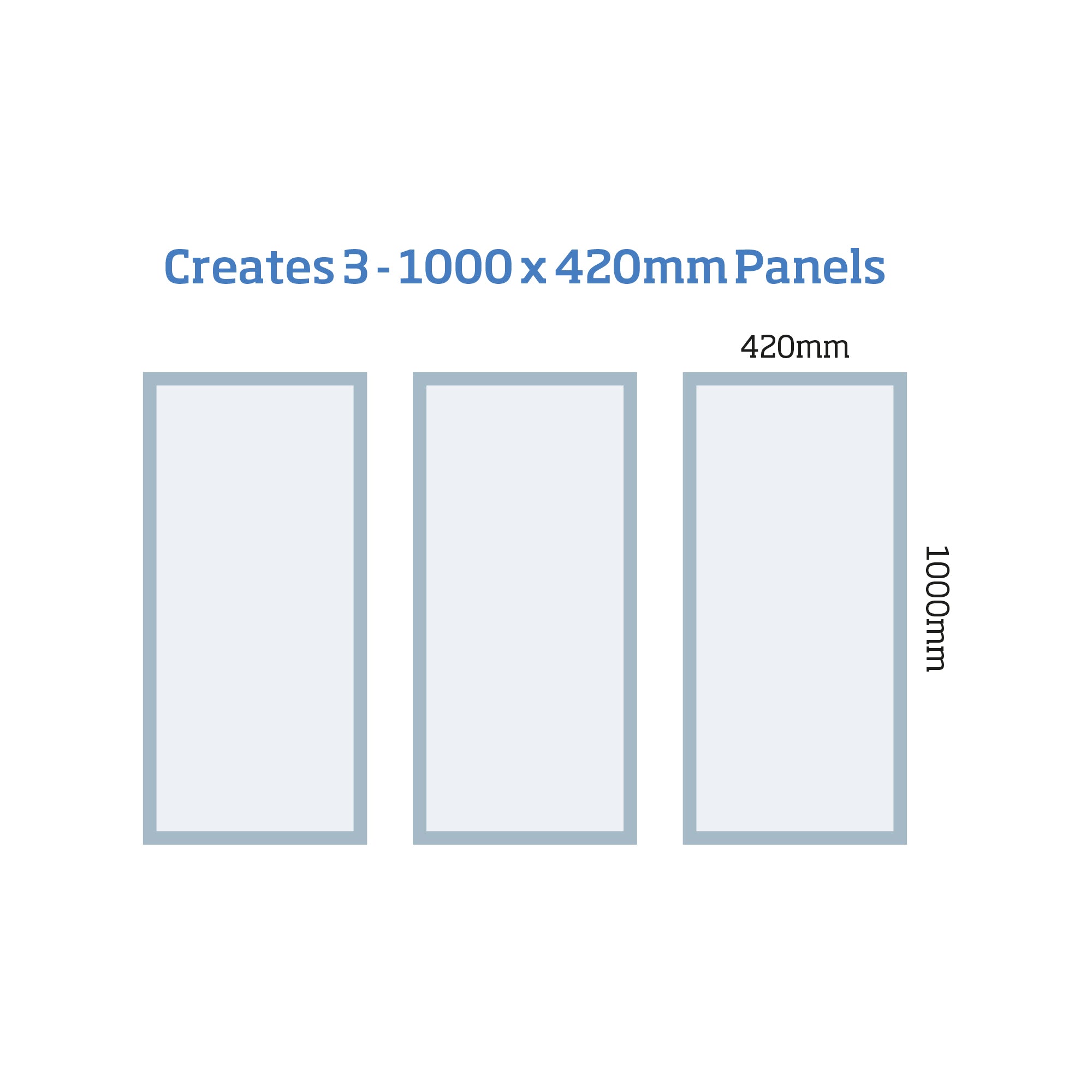 Primed white wall panelling kit MWPKT4 showing pre-mitred mouldings for three rectangular wall panels