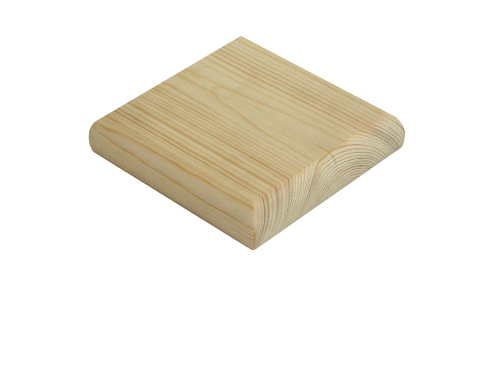 Pine flat newel cap 90mm shown from above, suitable for standard newel posts