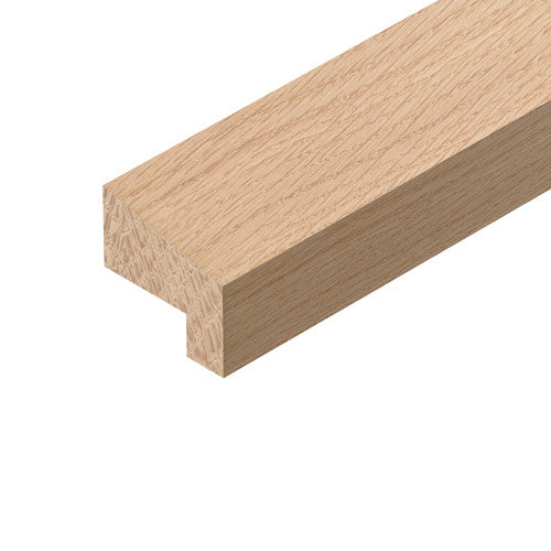 Oak firecheck hockey stick glazing bead 23mm x 26mm x 2400mm, shown in profile