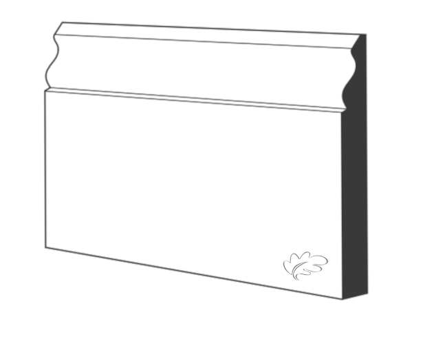 Ogee white primed MDF skirting and architrave profile close-up