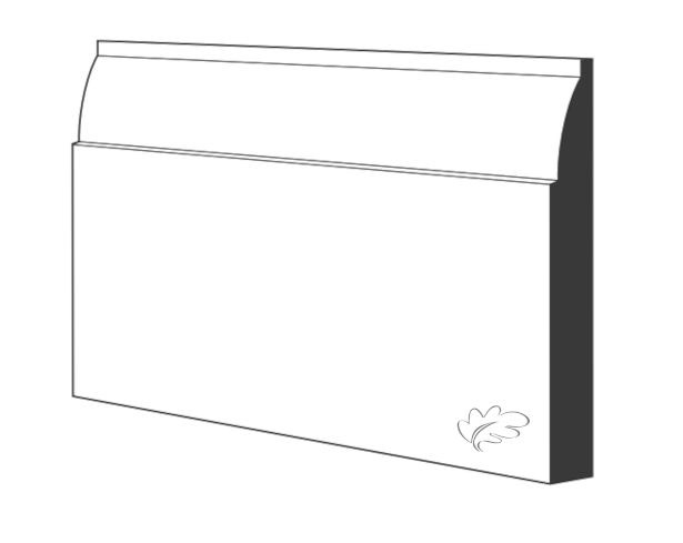 White primed MDF ovolo skirting and architrave profile detail