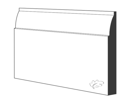 White primed MDF ovolo skirting and architrave profile detail