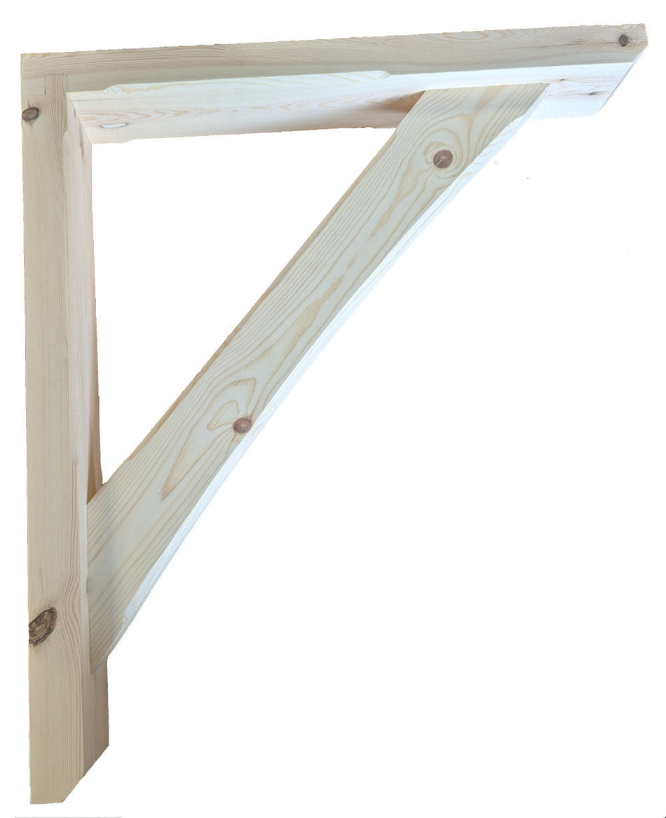 Straight brace timber gallows bracket for porch or canopy support