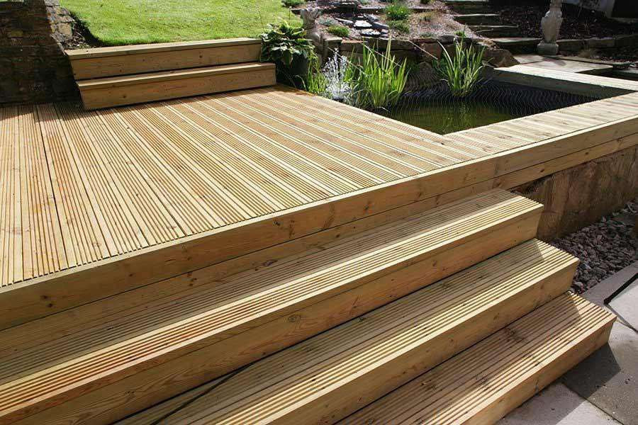 Premium Treated Grooved & Smooth Decking Boards - 32mm x 125mm Nottage Timber Merchants