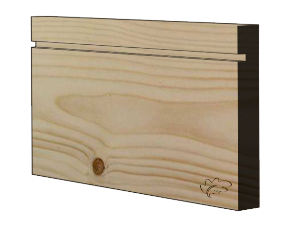Grooved redwood skirting and architrave moulding 4200mm, unfinished solid timber, Shaker-style profile