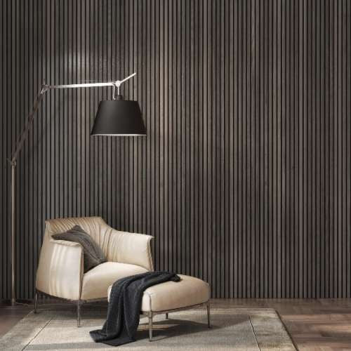 Smoked Oak Acoustic Slat Wall Panel WPKT11 showing vertical slat detail and veneer finish