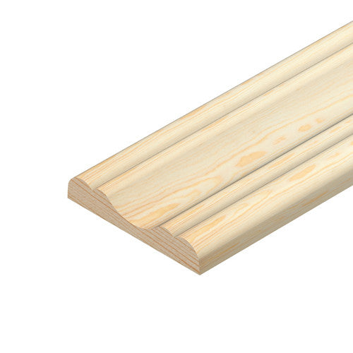 Pine cover mould 8mm x 45mm x 2400mm on white background