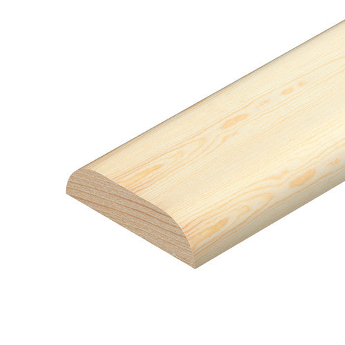Pine twice round cover moulding 12mm x 45mm x 2400mm, straight-grained softwood profile for interior finishing