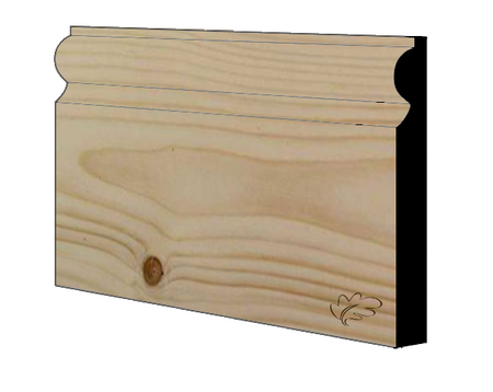 Torus redwood skirting and architrave moulding showing curved profile, 4200mm length