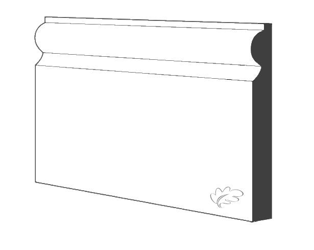 Torus white primed MDF skirting and architrave profile close-up
