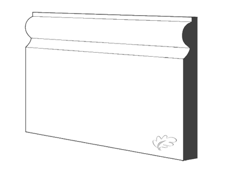 Torus white primed MDF skirting and architrave profile close-up