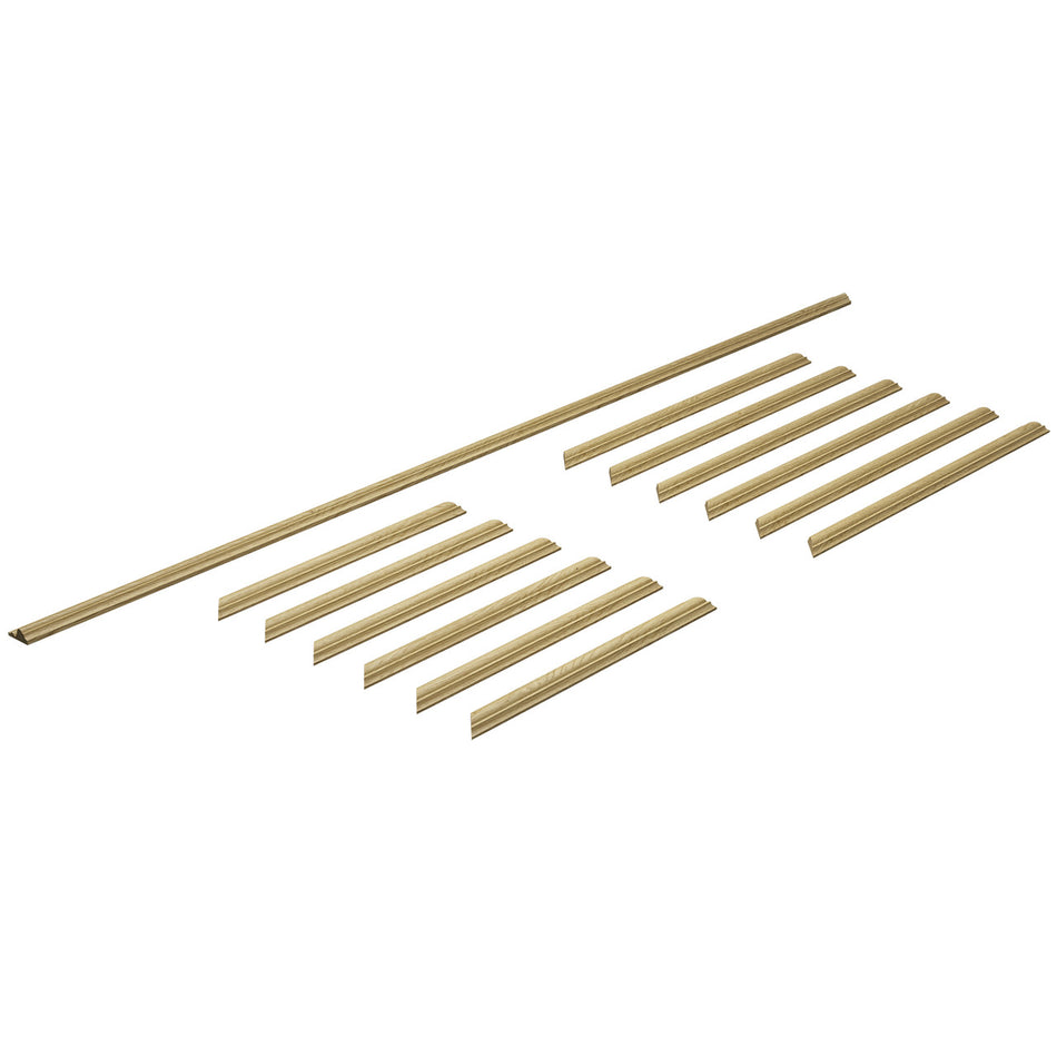 Close-up of pine dado wall panel kit WPKT1 components including dado rail and panel mouldings