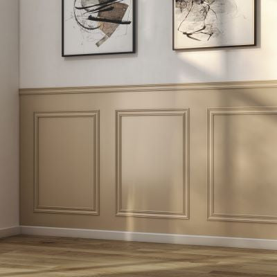 Pine wall panel kit WPKT5 slim dado installed on interior wall showing finished panelled look