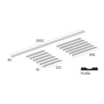 Technical diagram and dimensions for pine wall panel kit WPKT5 slim dado