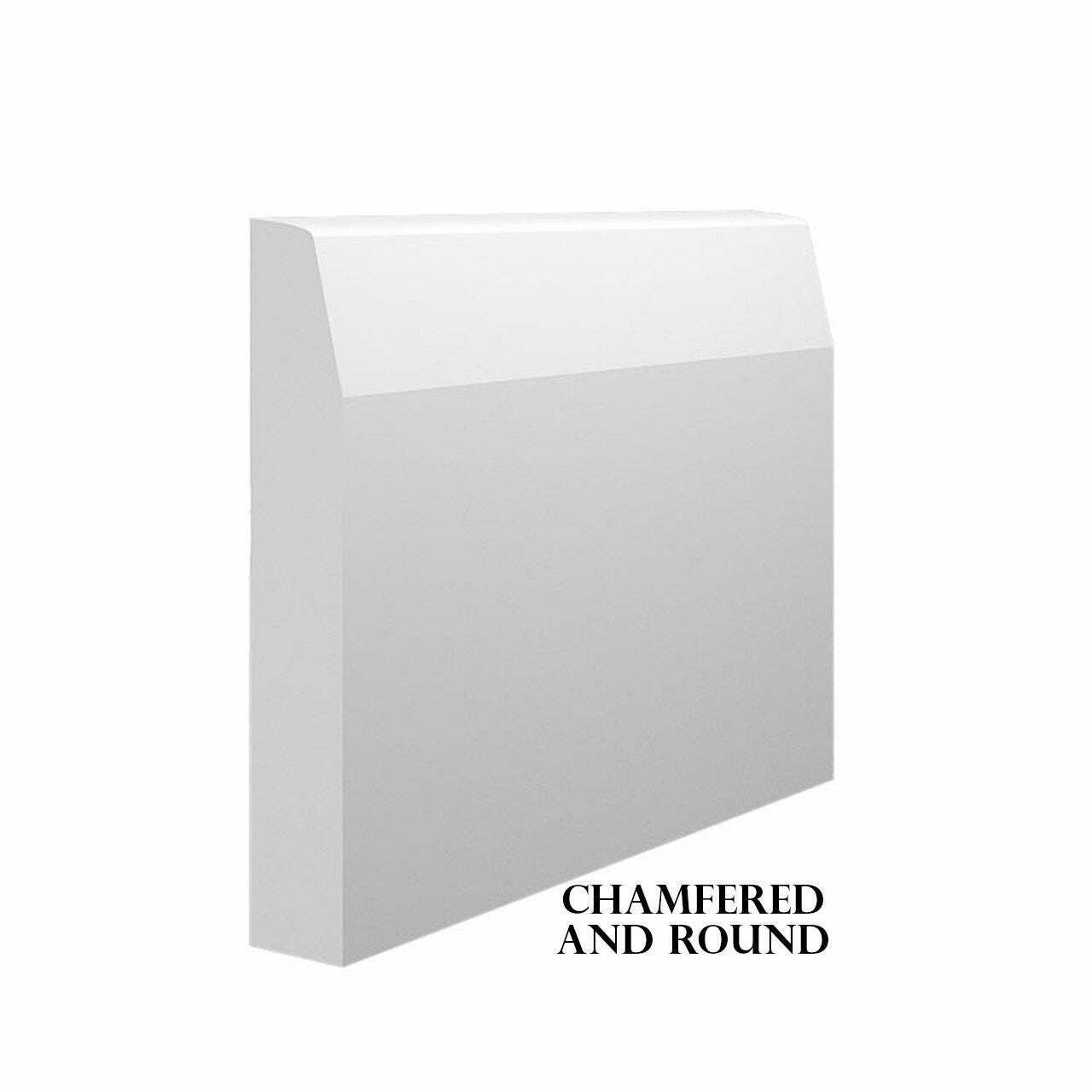 Chamfered and rounded white primed MDF skirting and architrave 18mm x 144mm 4.4m length