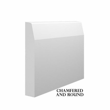 Chamfered and rounded white primed MDF skirting and architrave 18mm x 144mm 4.4m length