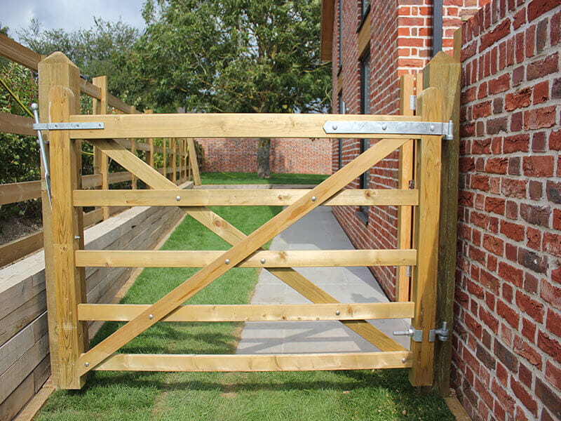 UC3 green treated 5 bar field gate 1200mm, fencing grade timber for agricultural use