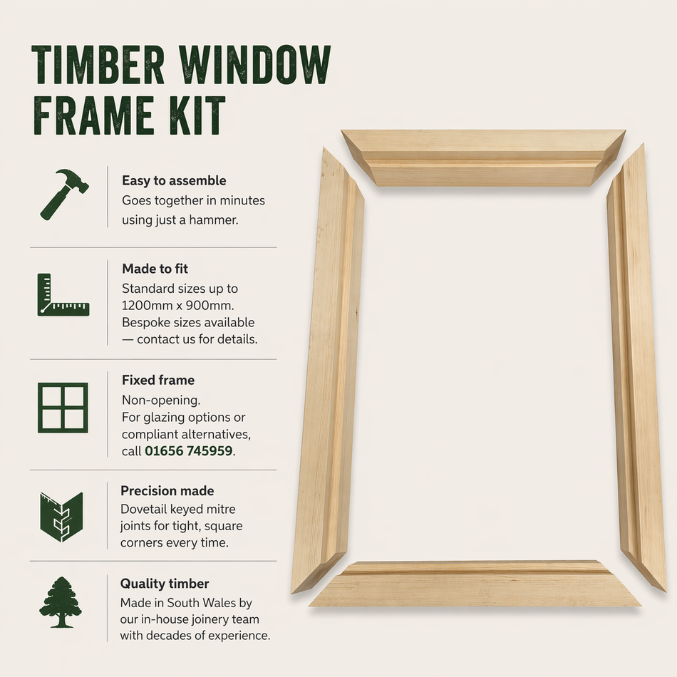Flat Pack Timber Window Frame Kit Unglazed Made to Measure