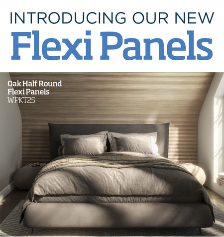 Flexible half round oak wall panel showing curved installation capability