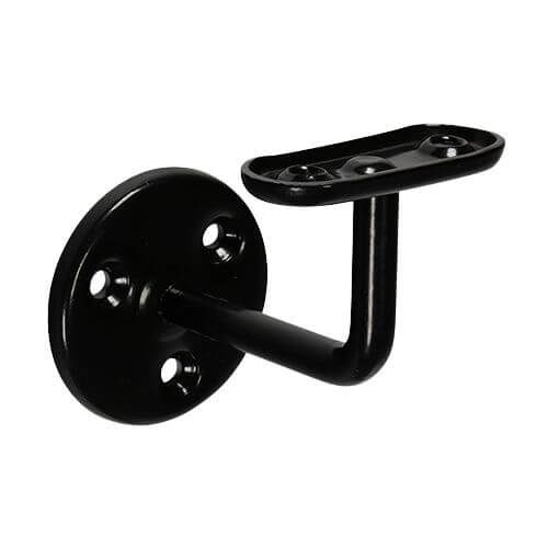 Black 63mm handrail bracket suitable for indoor and outdoor handrail installations