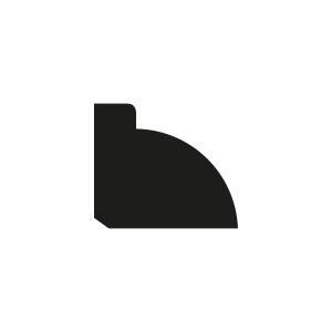Cross-section profile of hardwood glass bead 9mm x 9mm, showing traditional convex shape
