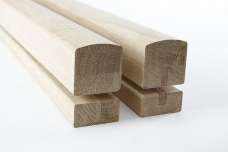 58mm x 28mm x 3900mm Engineered Oak Baserail For Glass Brackets