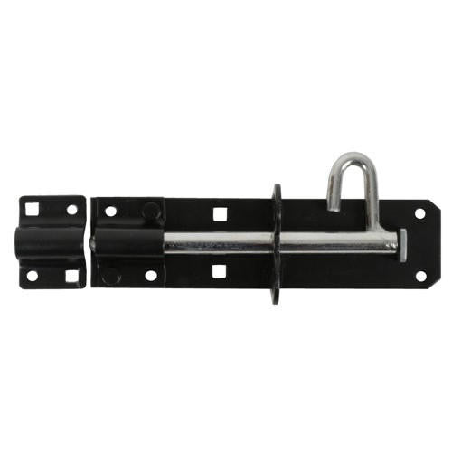 John George 6 inch black Brenton padbolt for securing gates and doors with a padlock
