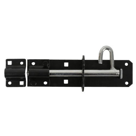 John George 6 inch black Brenton padbolt for securing gates and doors with a padlock