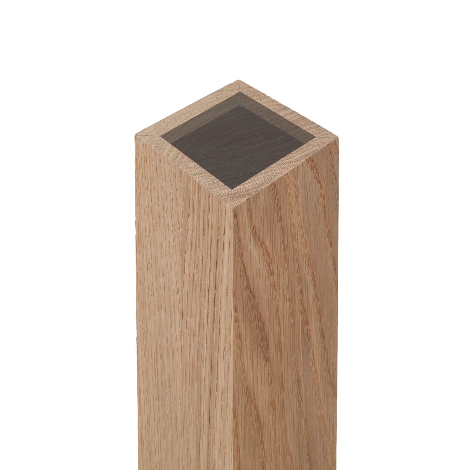 Solid white oak newel post cladding kit for 90mm square newels with mitred edges