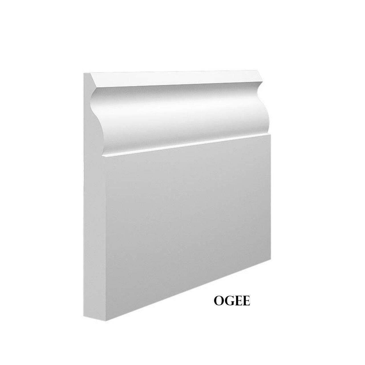 Ogee white primed MDF skirting and architrave 18mm x 168mm 4.4m length