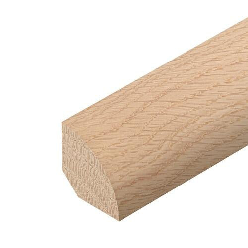 Oak quadrant moulding 18mm x 18mm x 2400mm shown full length on plain background