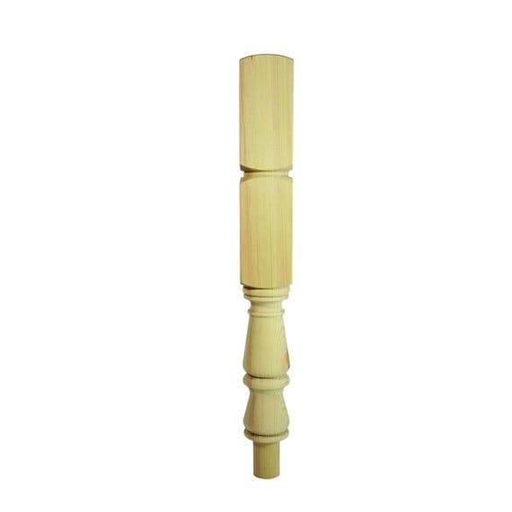 Pine intermediate newel turn post 90mm x 90mm x 710mm, solid pine staircase component
