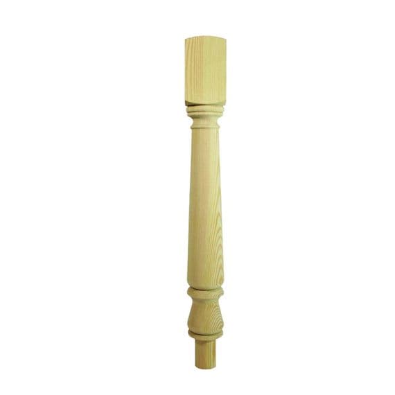 Pine top and bottom newel turn post 90x90x830mm, solid pine staircase newel post