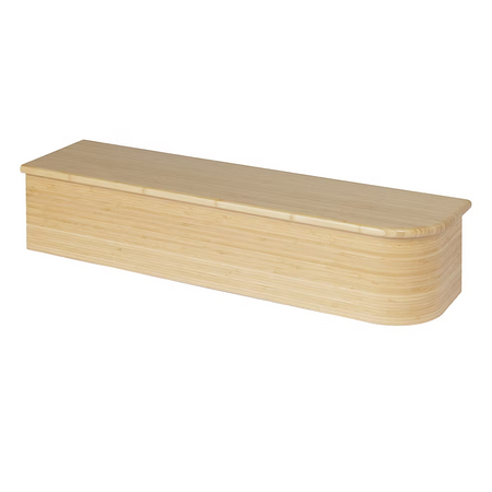 Preformed bullnose riser pine faced 1030mm showing curved profile and pine finish