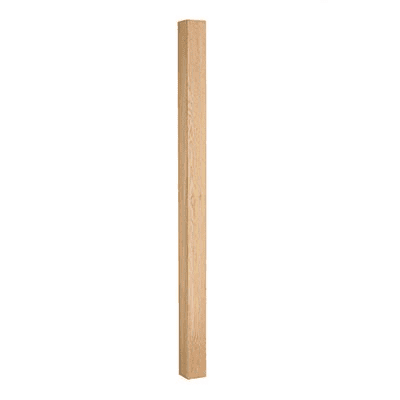 Engineered white oak newel post 90mm x 90mm x 1500mm with solid oak faces, square edge profile