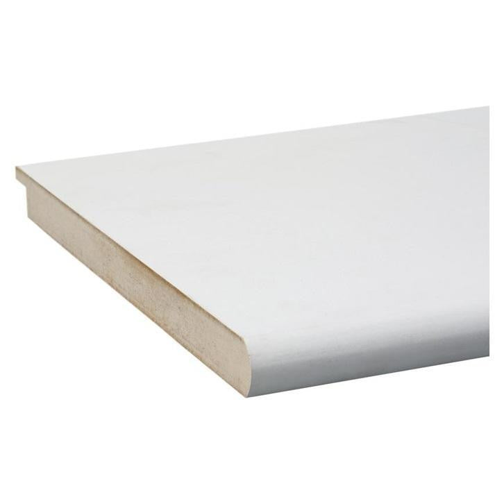 225mm bullnose primed MDF window board with rounded edge profile