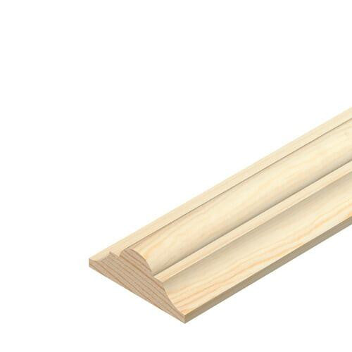 Pine double astragal moulding 9mm x 21mm x 2400mm, full length view